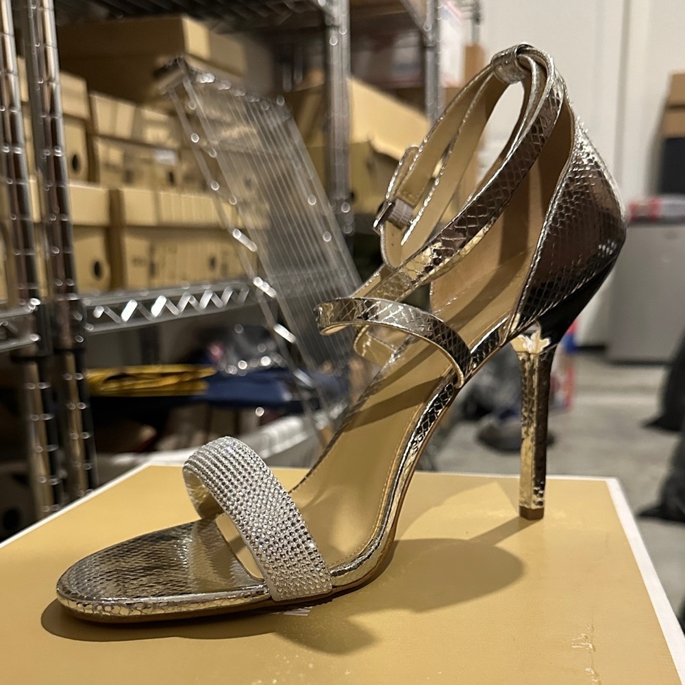 Michael Kors | Carrie Embellished Glitter Chain-Mesh Sandal
